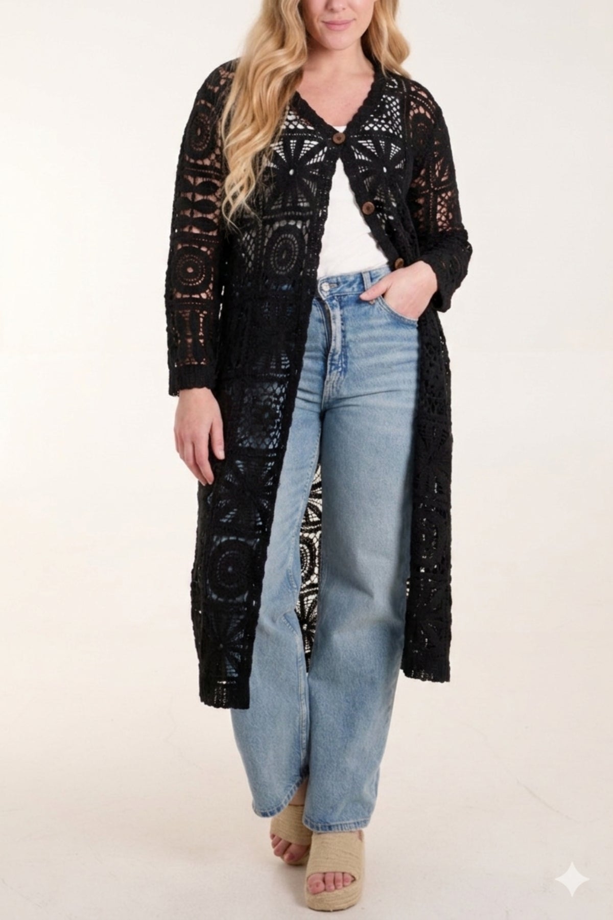 Patchwork Crochet Longline Cardigan