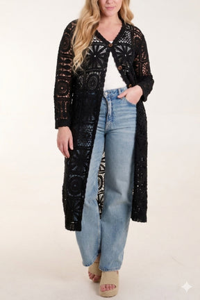 Patchwork Crochet Longline Cardigan