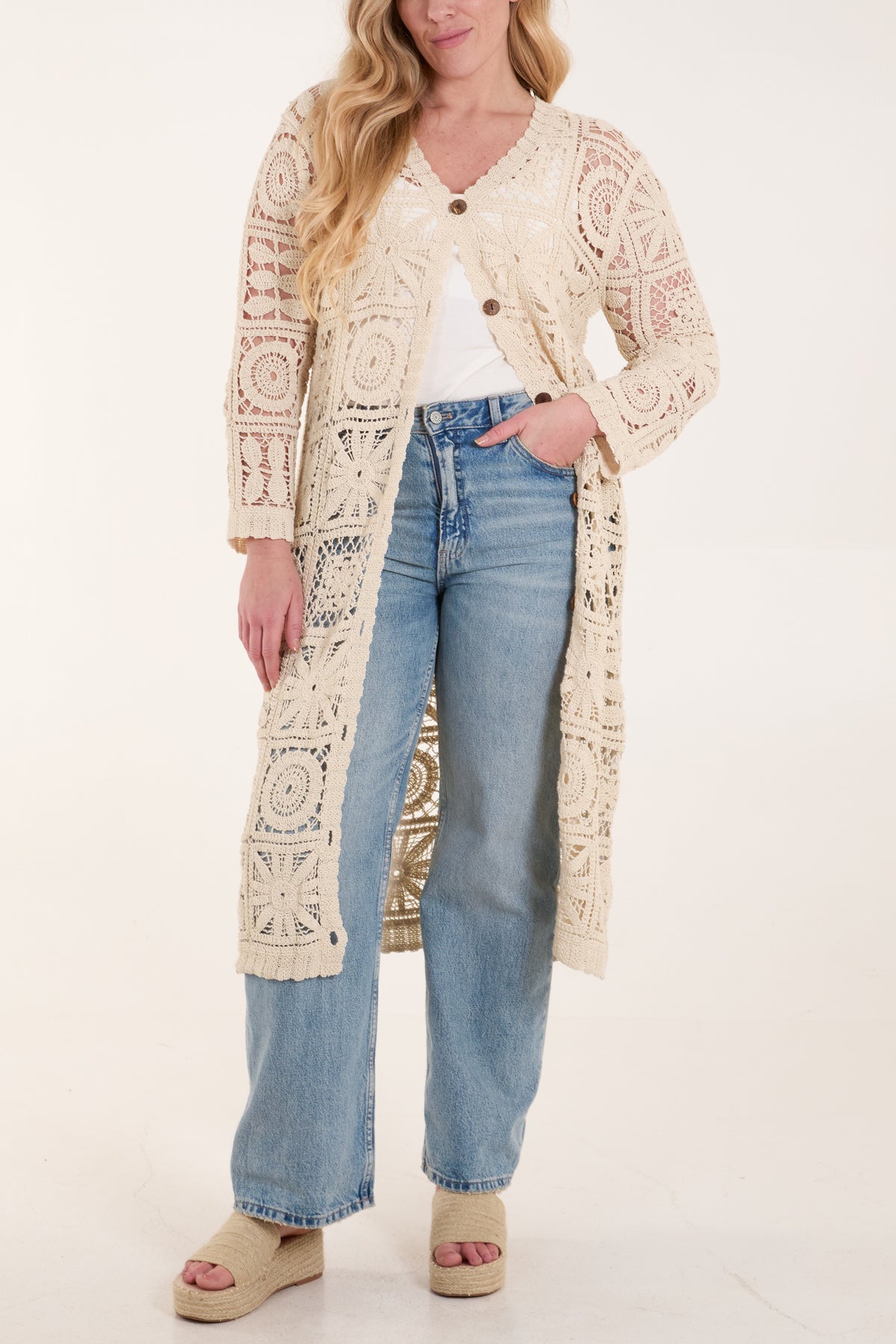 Patchwork Crochet Longline Cardigan