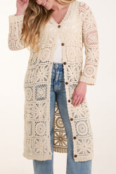 Patchwork Crochet Longline Cardigan