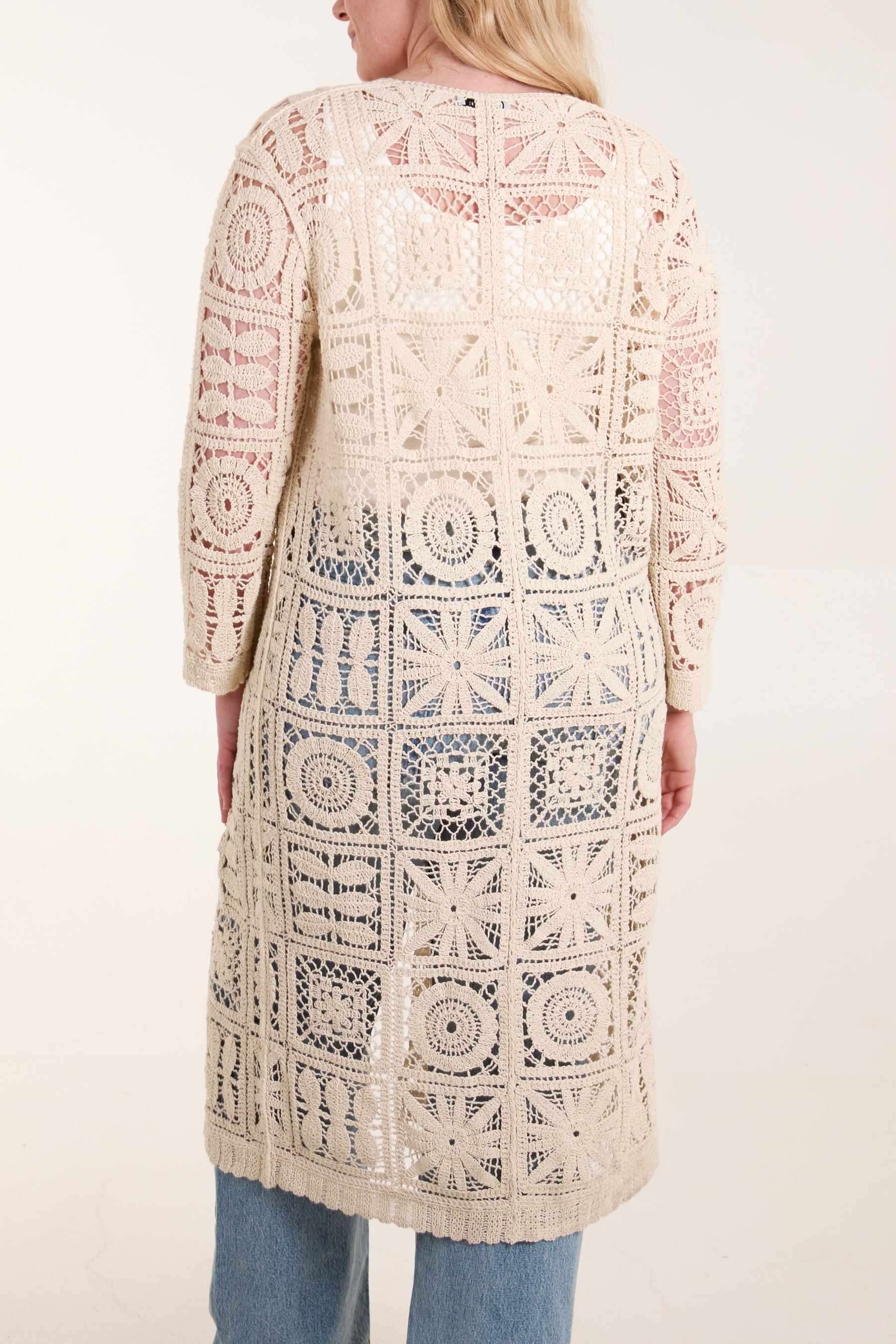 Patchwork Crochet Longline Cardigan