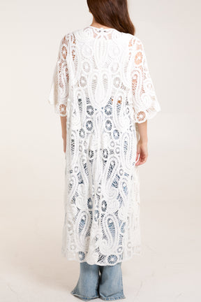 Paisley Crochet Long Cardigan