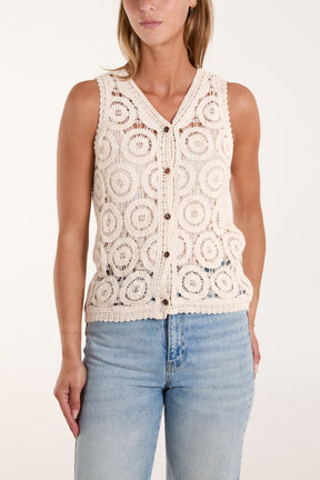 Circle Crochet Button Up Waistcoat