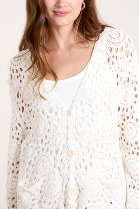 Geo Crochet Button Through Cardigan