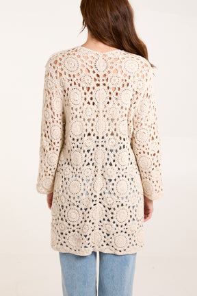 Geo Crochet Button Through Cardigan