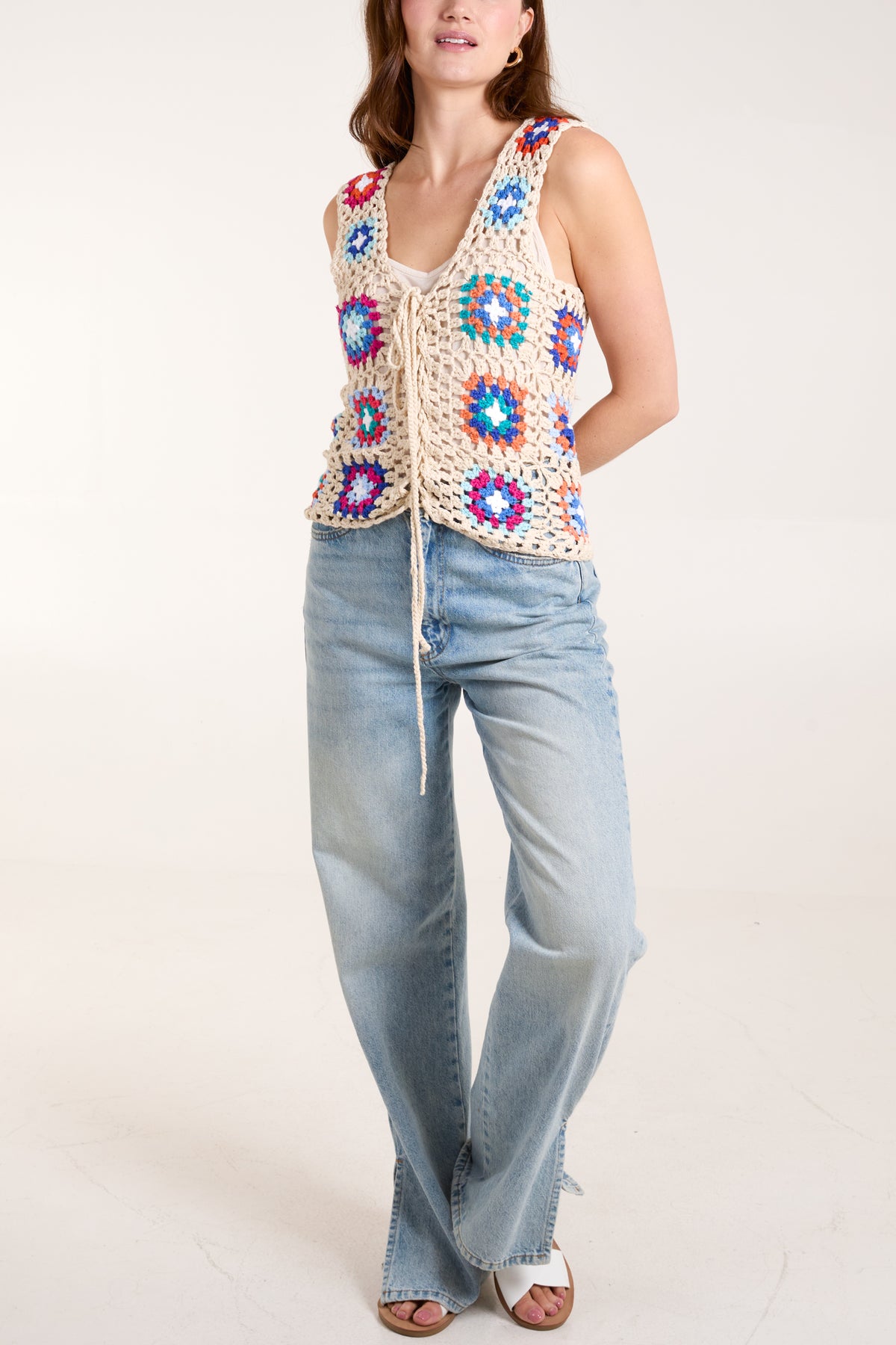 Colourful Patchwork Crochet Vest Top