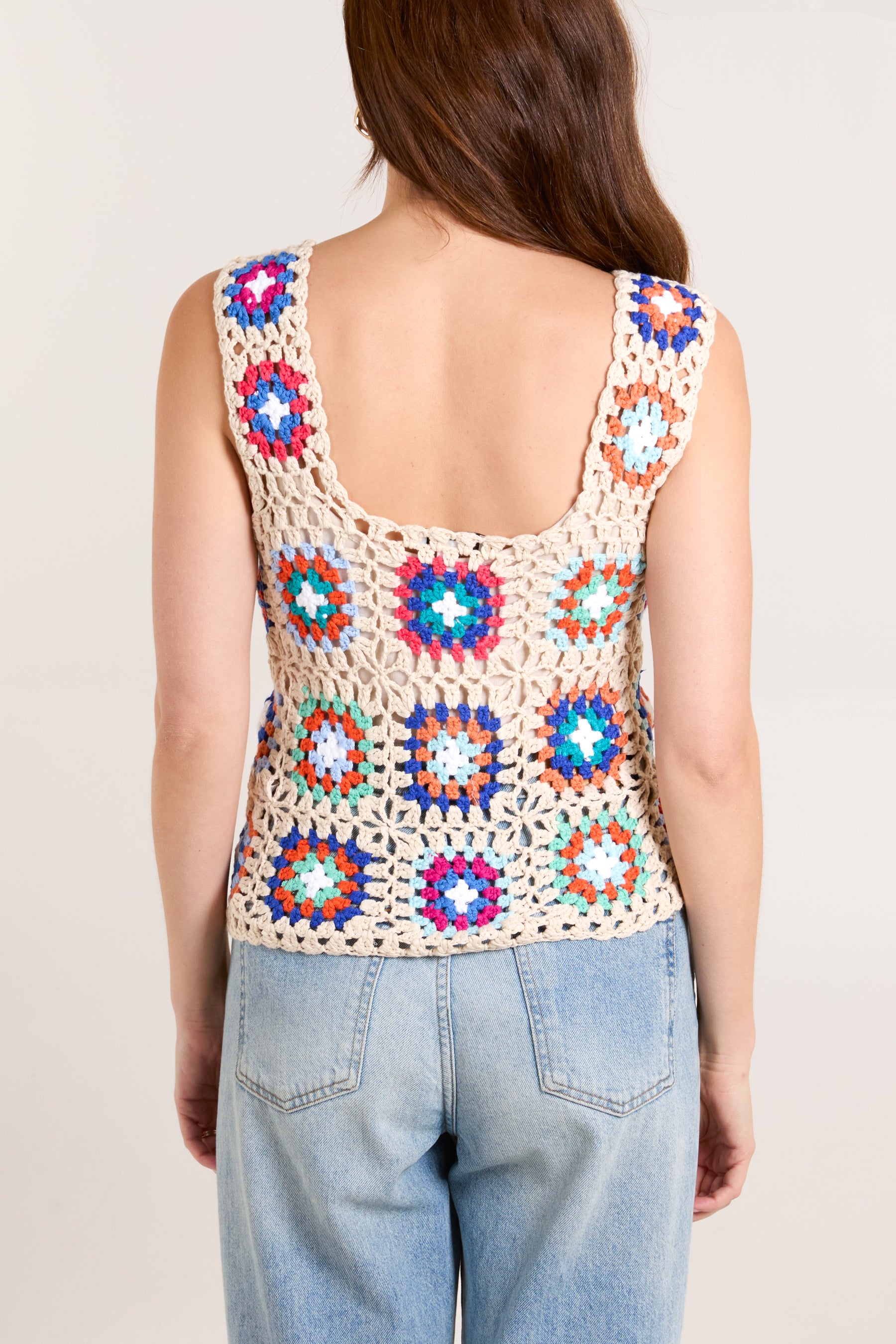 Colourful Patchwork Crochet Vest Top