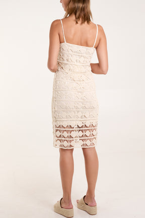 Crochet Geo Patten Cami Midi Dress