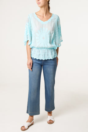 Sunflower Lace Sleeve Blouse