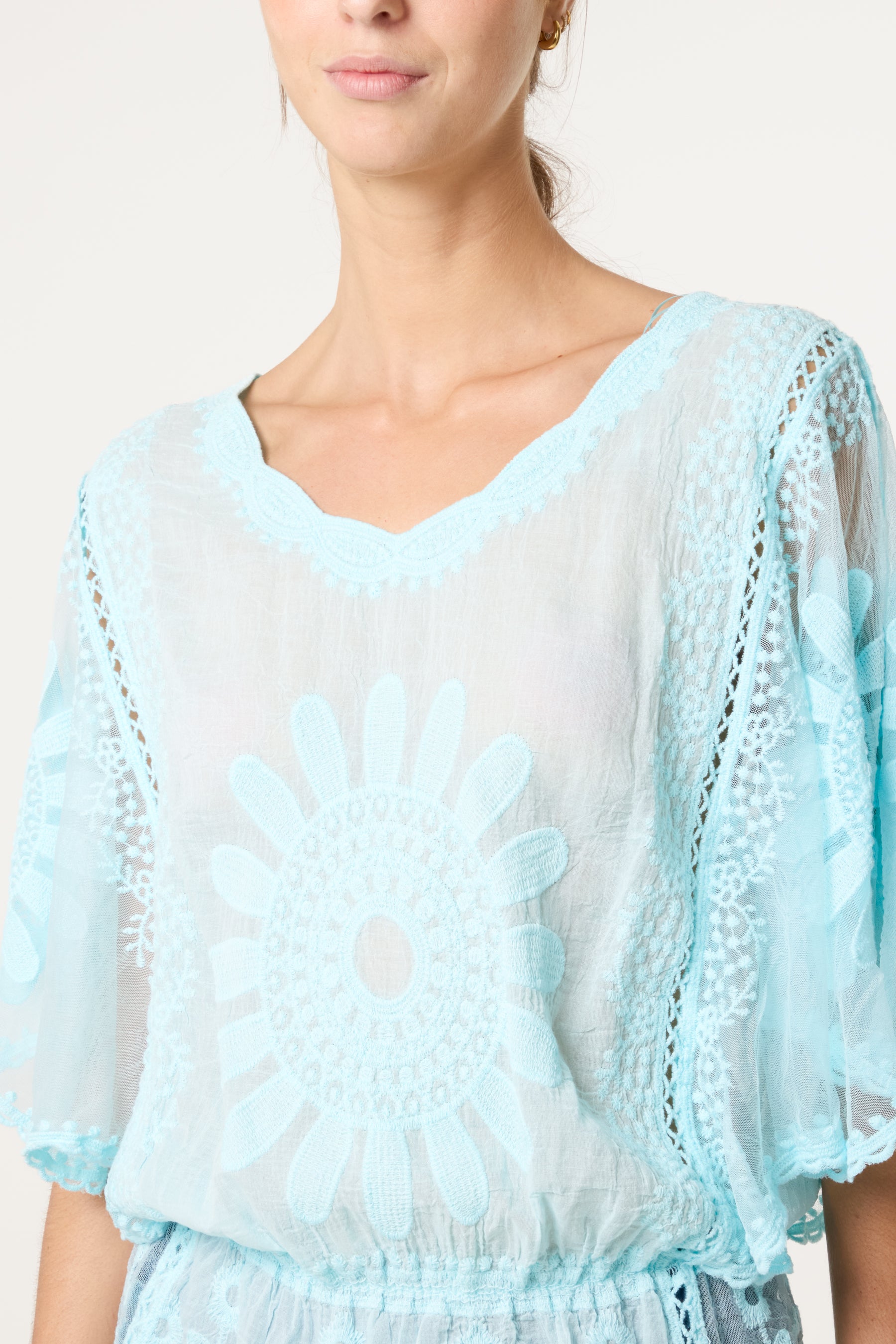 Sunflower Lace Sleeve Blouse