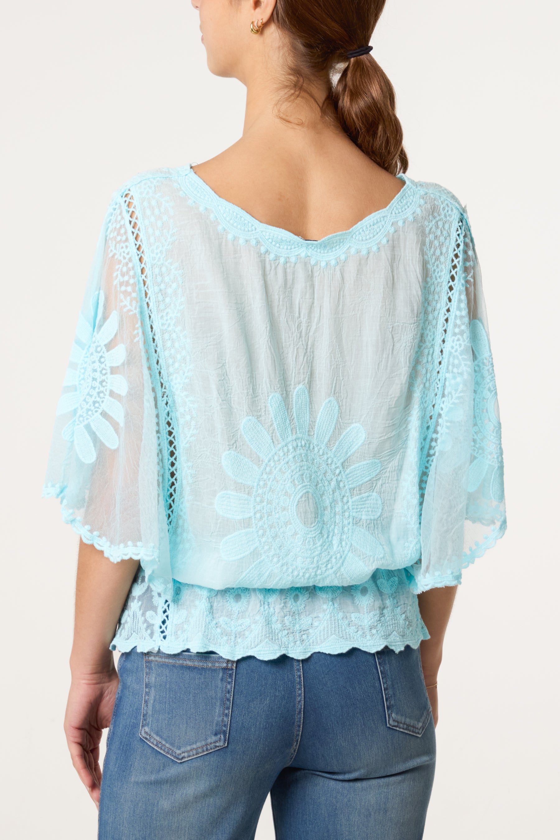 Sunflower Lace Sleeve Blouse