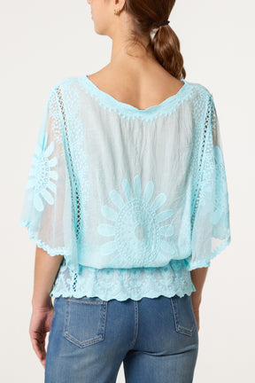 Sunflower Lace Sleeve Blouse