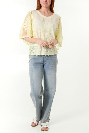 Sunflower Lace Sleeve Blouse