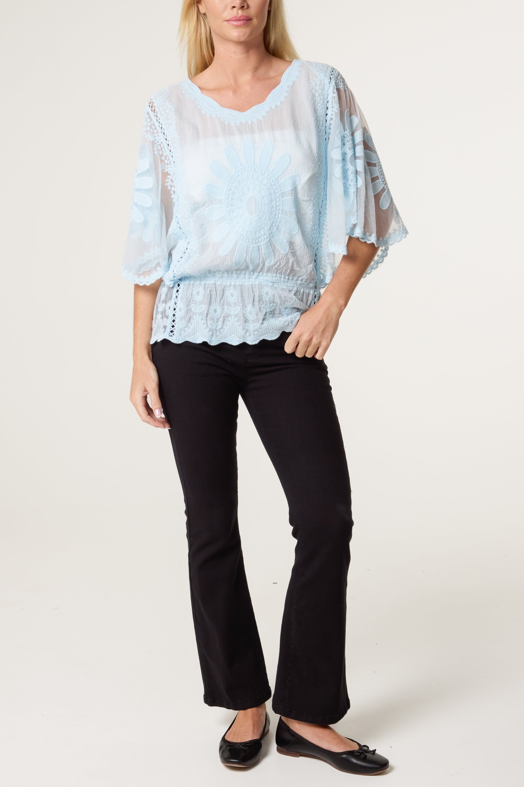 Sunflower Lace Sleeve Blouse