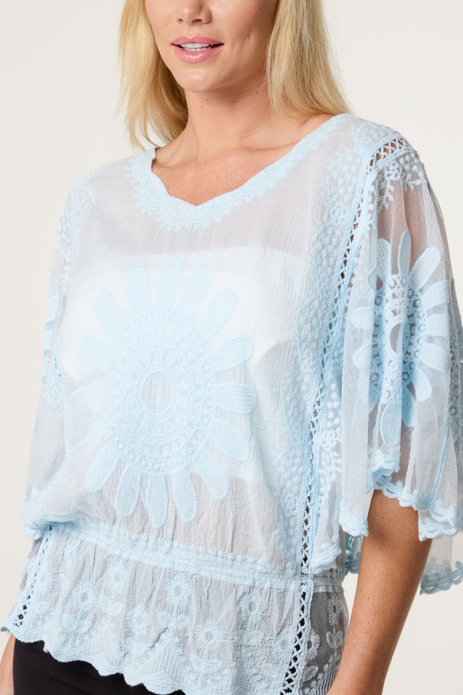 Sunflower Lace Sleeve Blouse