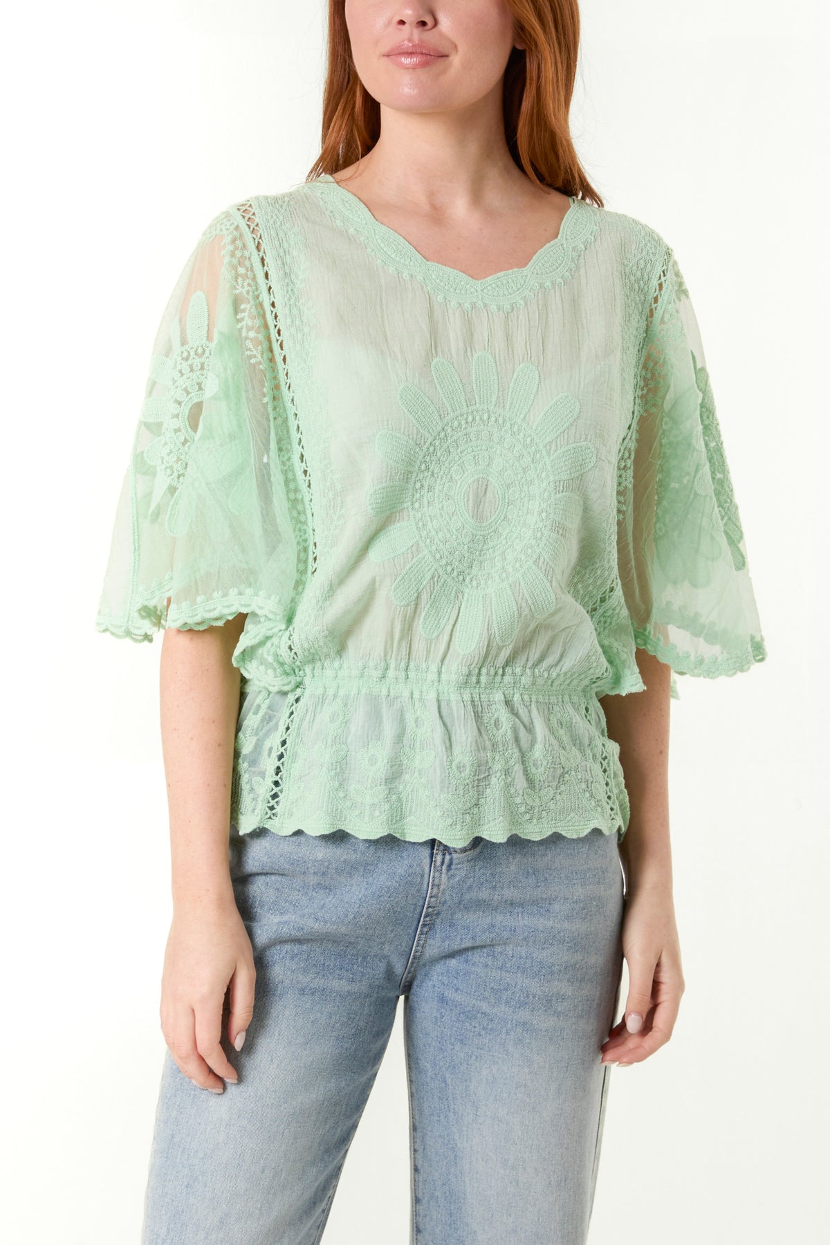 Sunflower Lace Sleeve Blouse