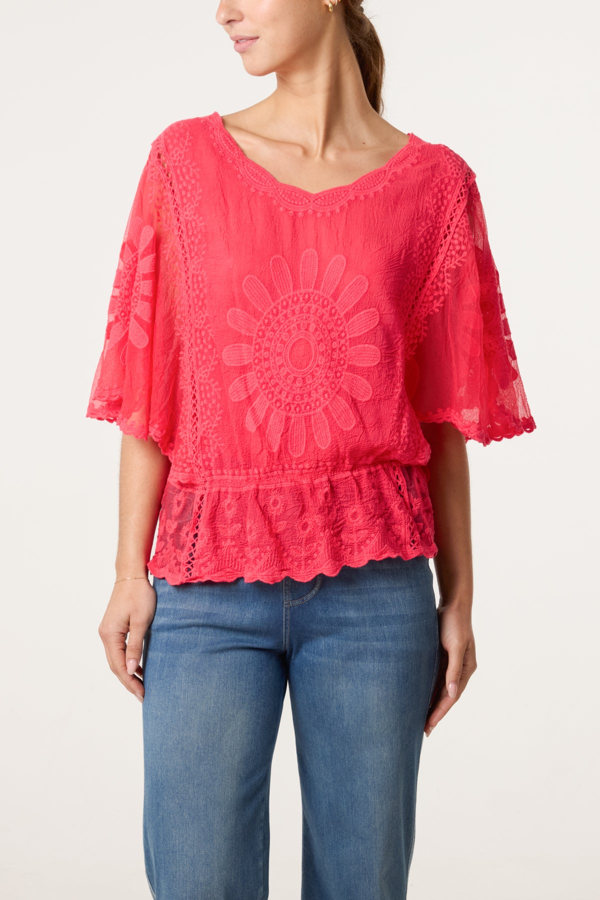 Sunflower Lace Sleeve Blouse