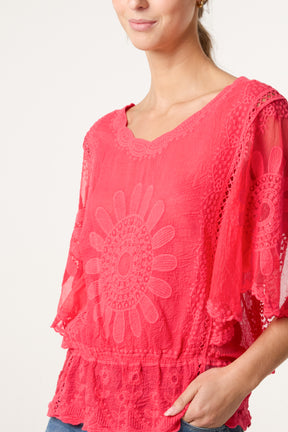 Sunflower Lace Sleeve Blouse