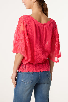 Sunflower Lace Sleeve Blouse