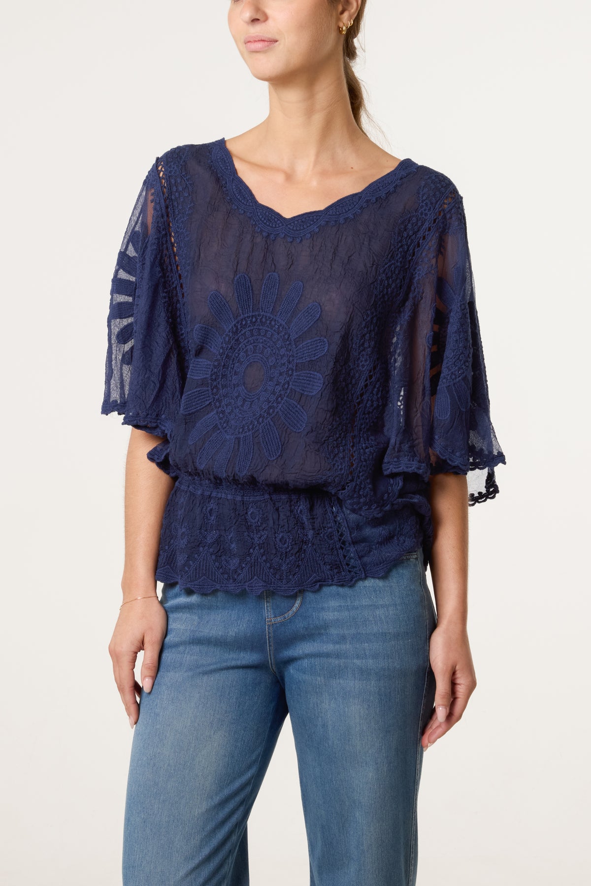 Sunflower Lace Sleeve Blouse
