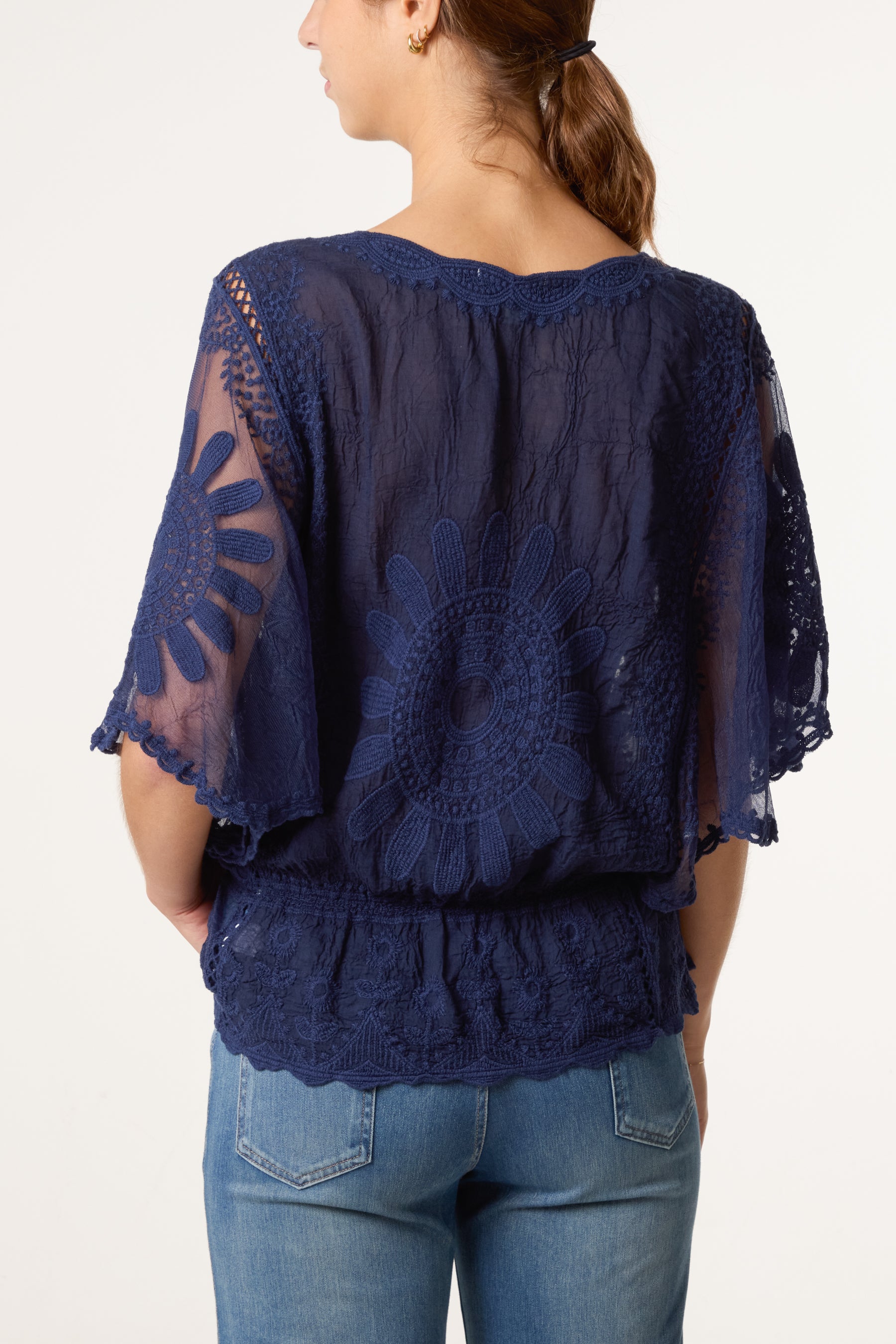 Sunflower Lace Sleeve Blouse