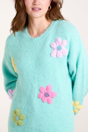 Embroidery Multi Colour Flower Jumper