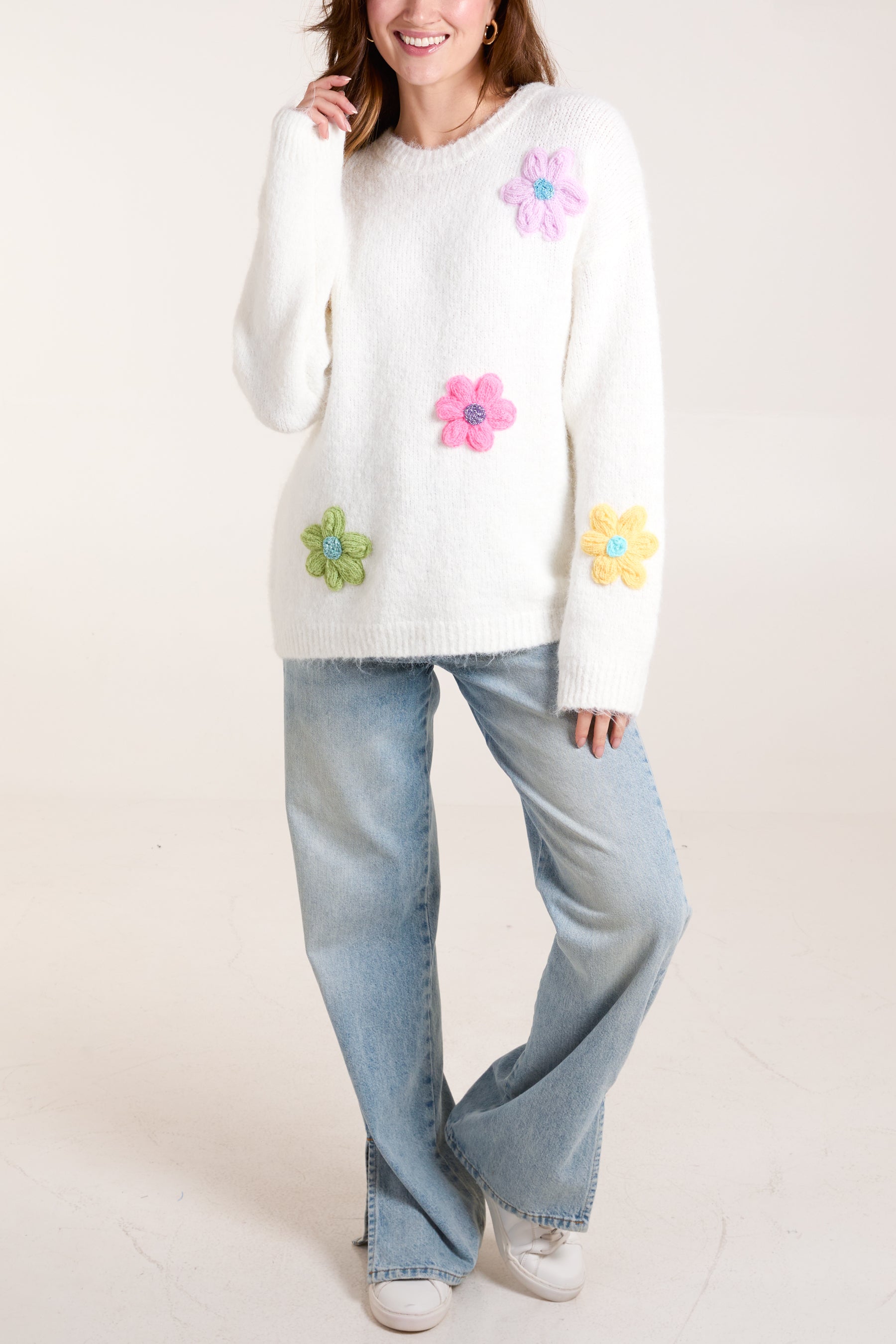 Embroidery Multi Colour Flower Jumper