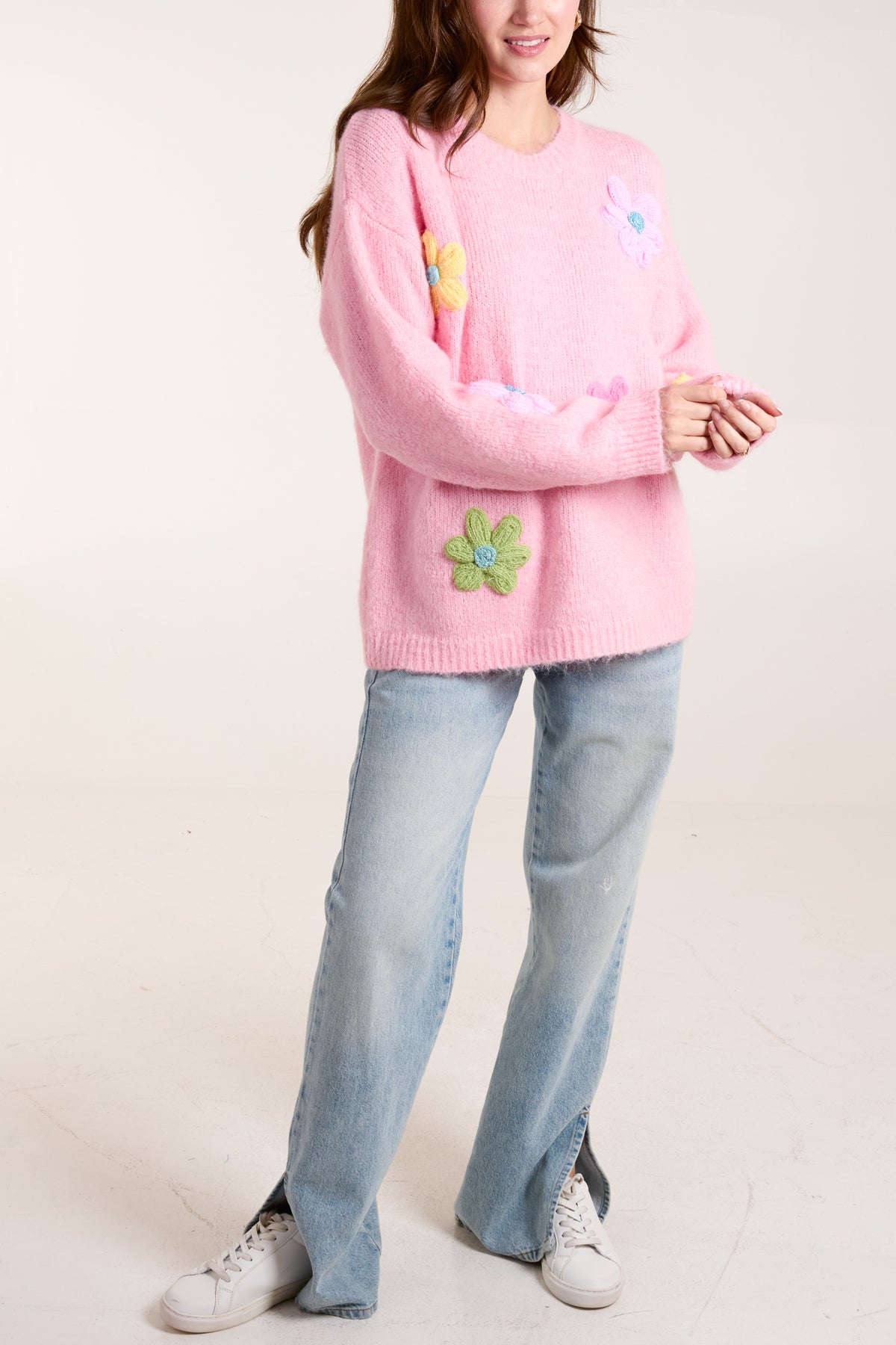 Multi Colour Flower Fluffy Knit Jumper