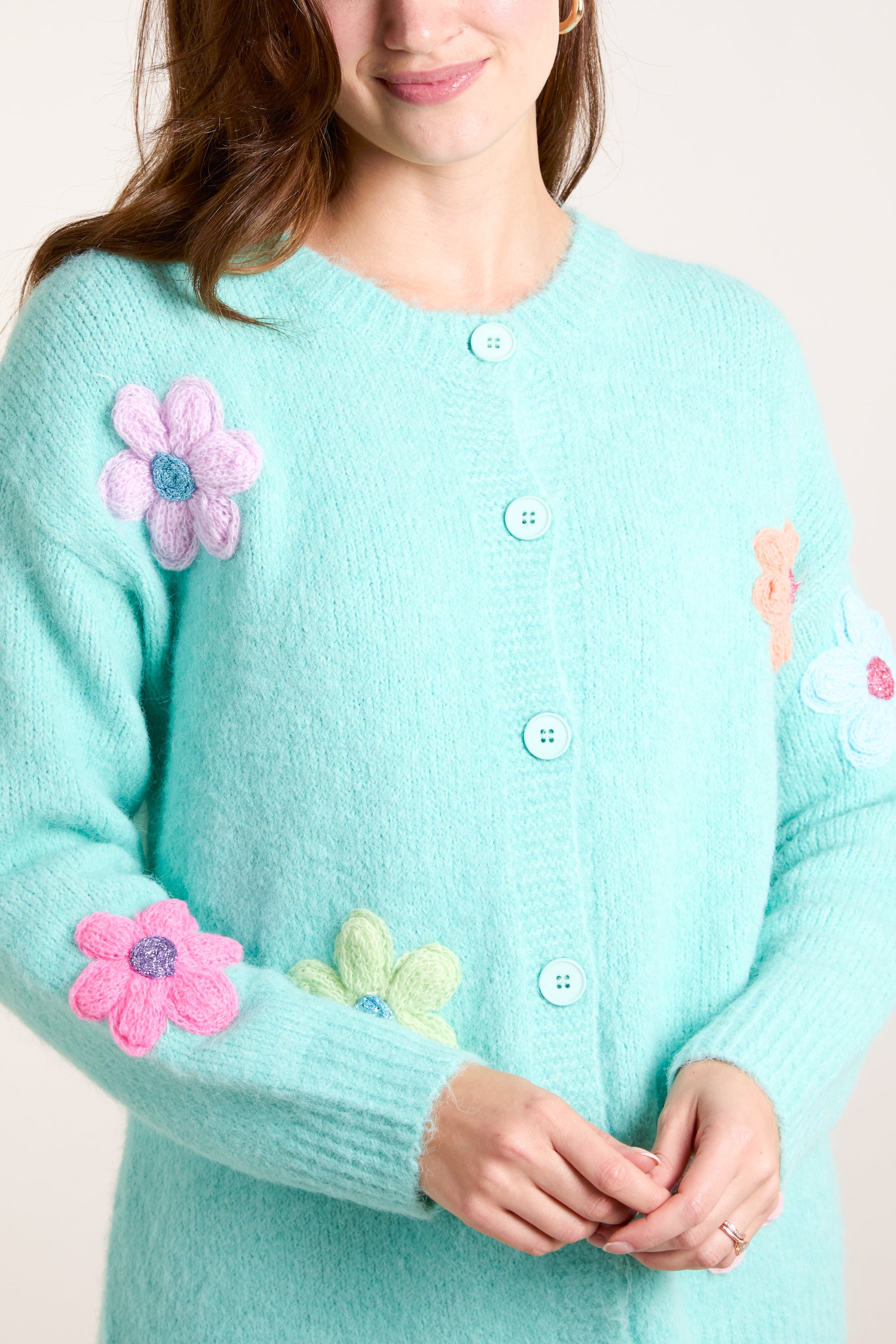 Embroidery Multi Colour Flower Cardigan