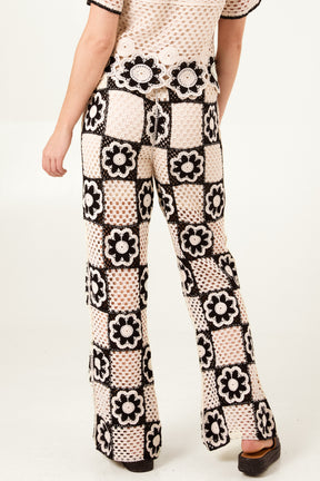 Geometric Flower Crochet Trousers