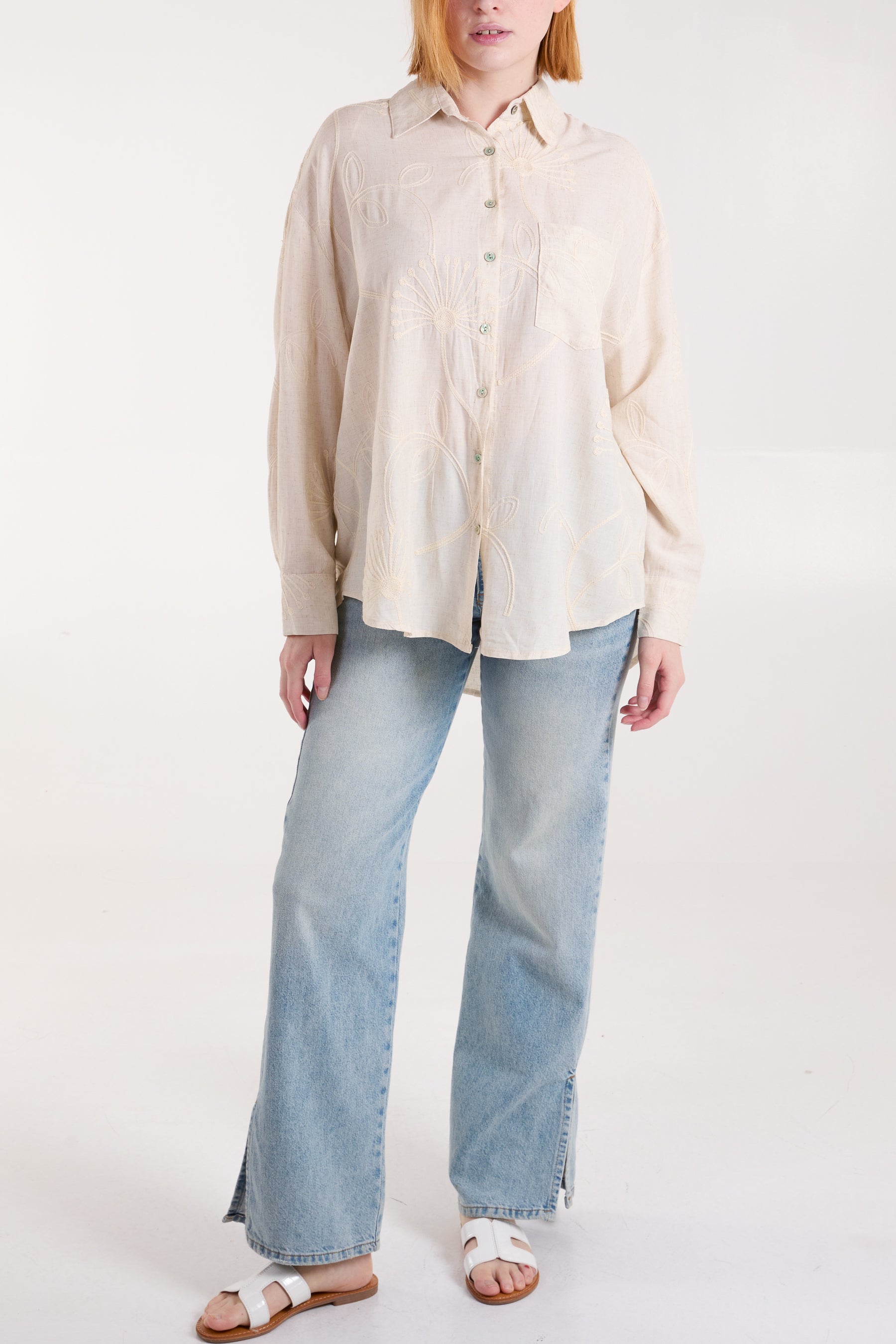 Dandelion Embroidered Linen Shirt