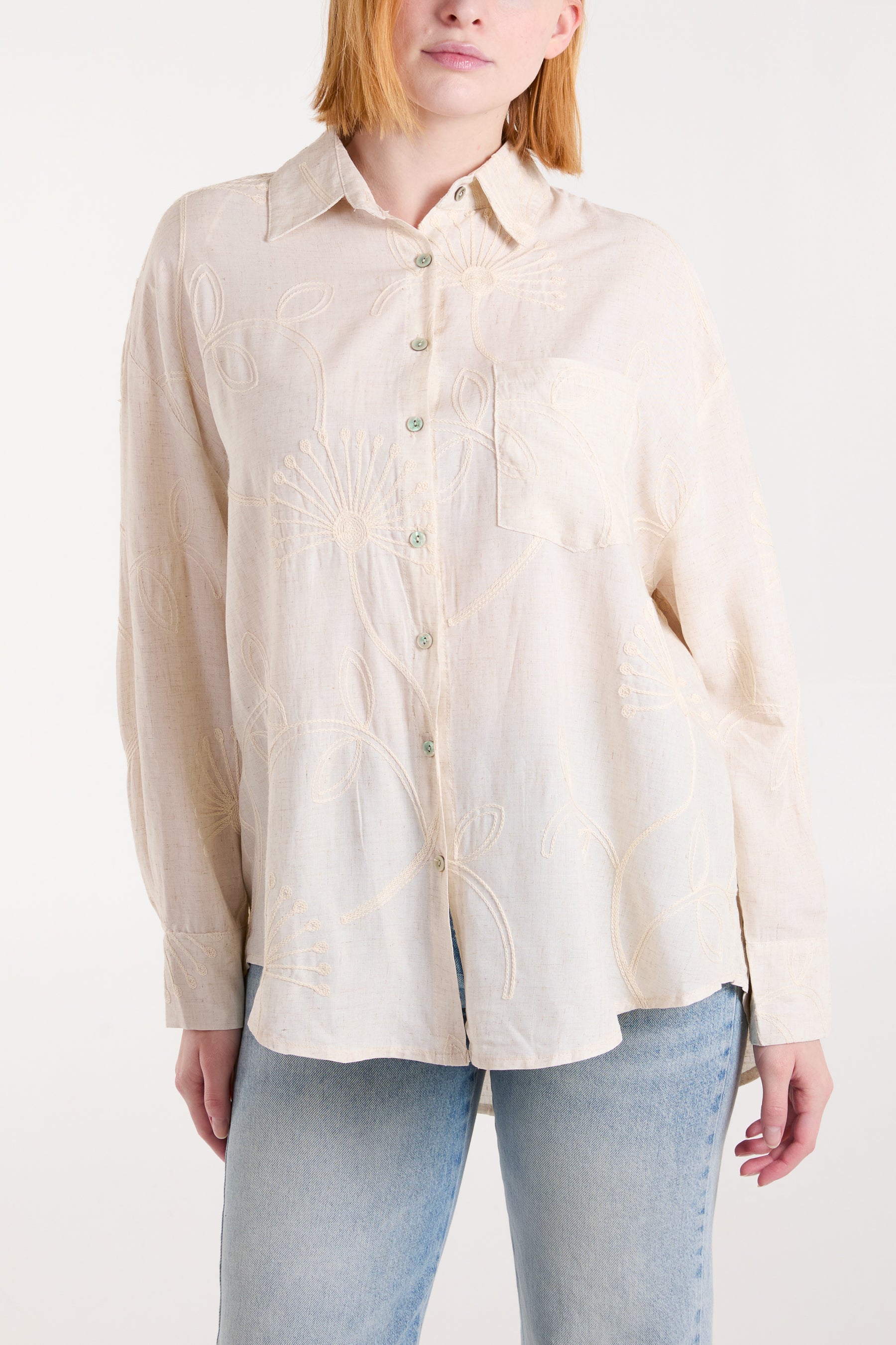 Dandelion Embroidered Linen Shirt