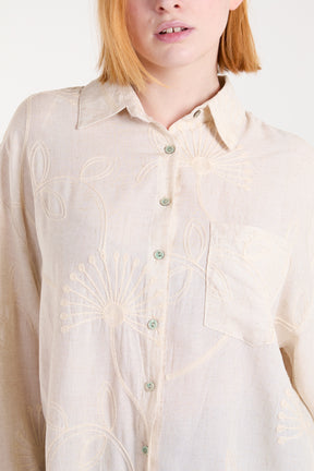 Dandelion Embroidered Linen Shirt