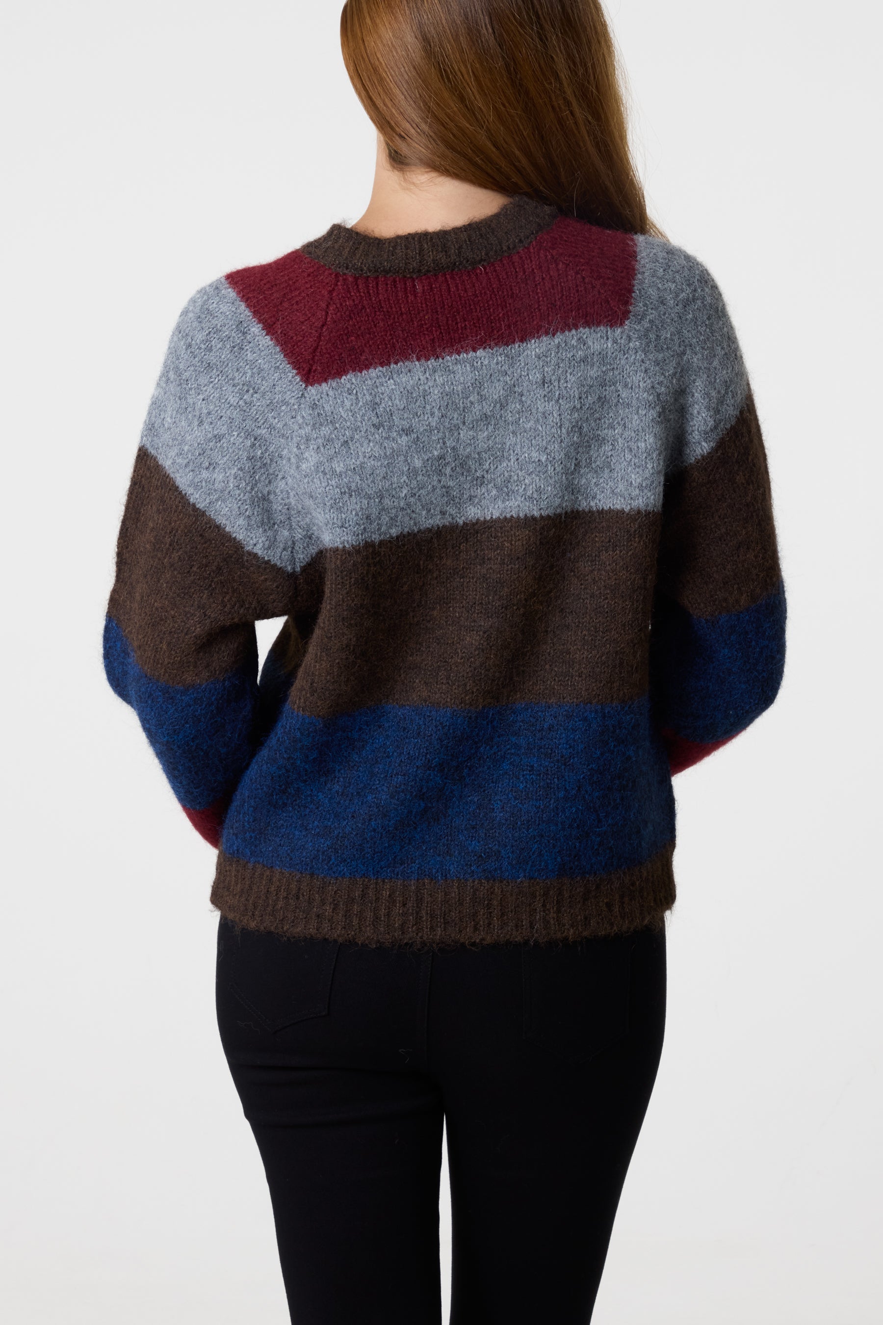 Striped Knit Flower Button Cardigan