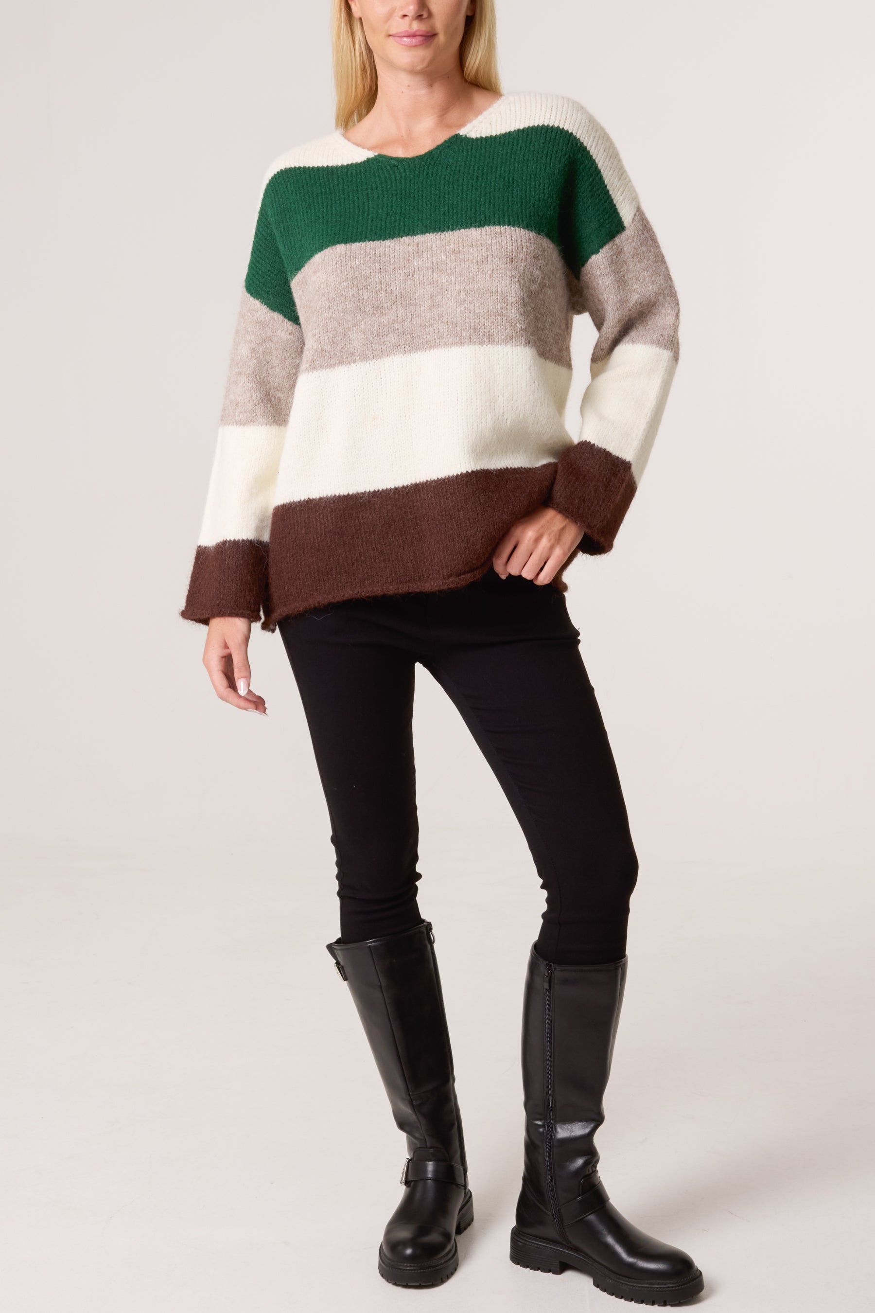 Striped Colour Block Knit Jumper