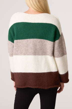 Striped Colour Block Knit Jumper