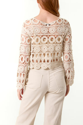 Geo Crochet Long Sleeve & Cropped Top