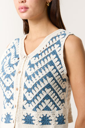 Border Design Crochet Button Vest