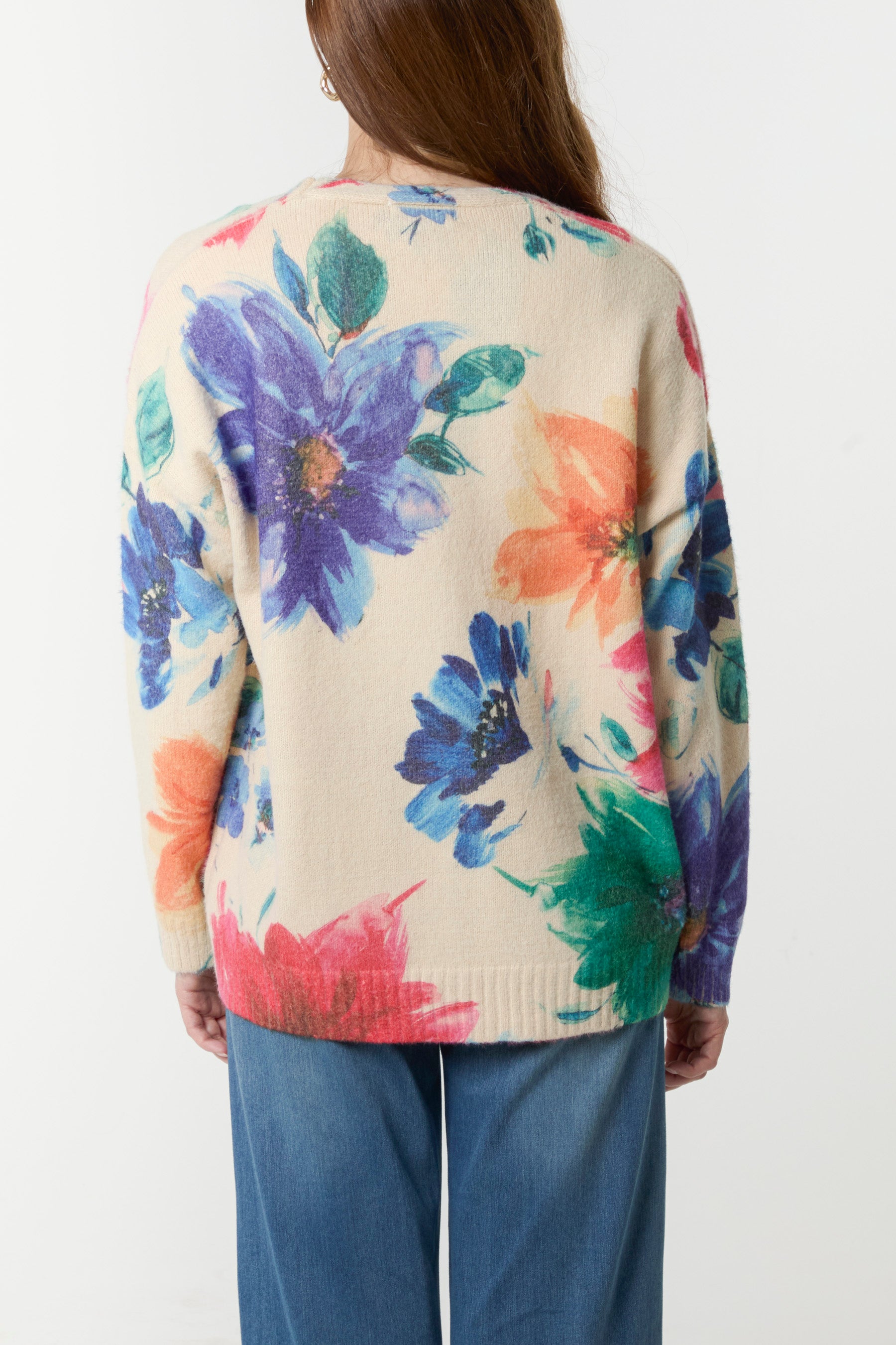 Pastel Floral Print Knit Cardigan