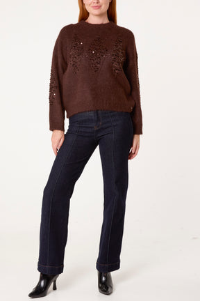 Sequin Diamond Knit Jumper
