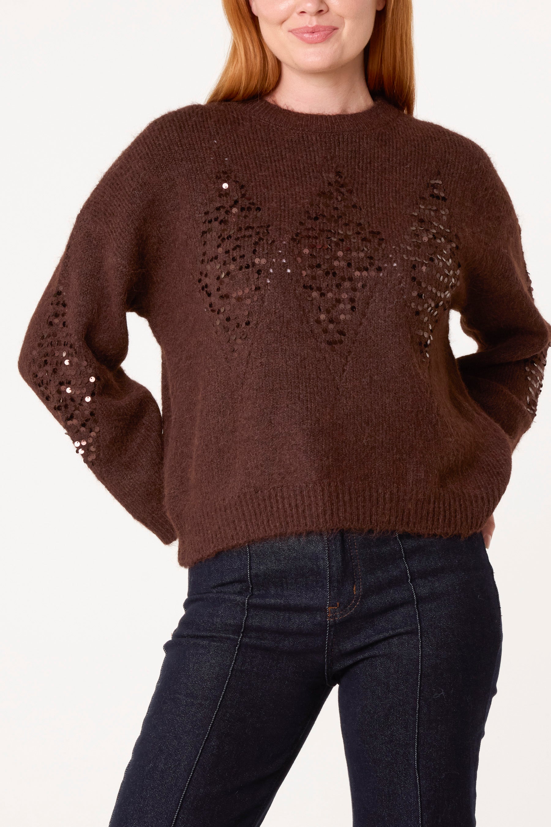 Sequin Diamond Knit Jumper