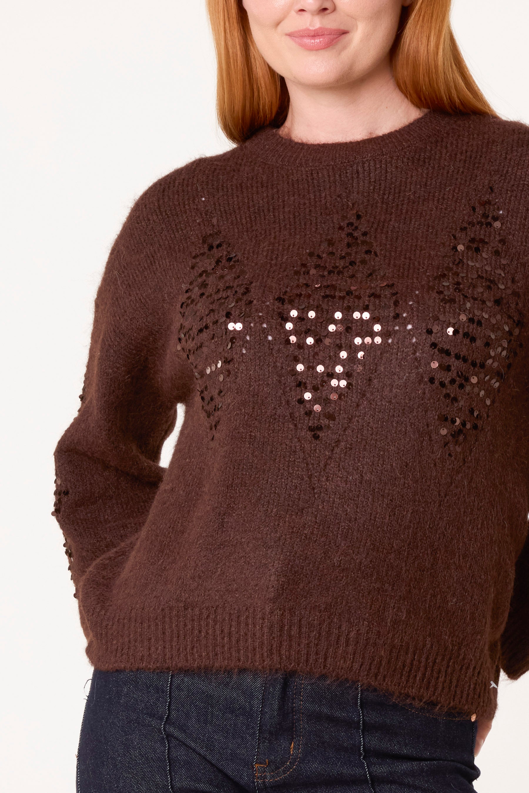 Sequin Diamond Knit Jumper