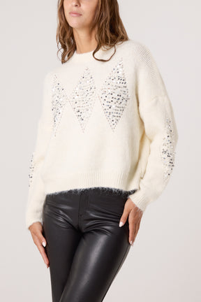 Sequin Diamond Knit Jumper