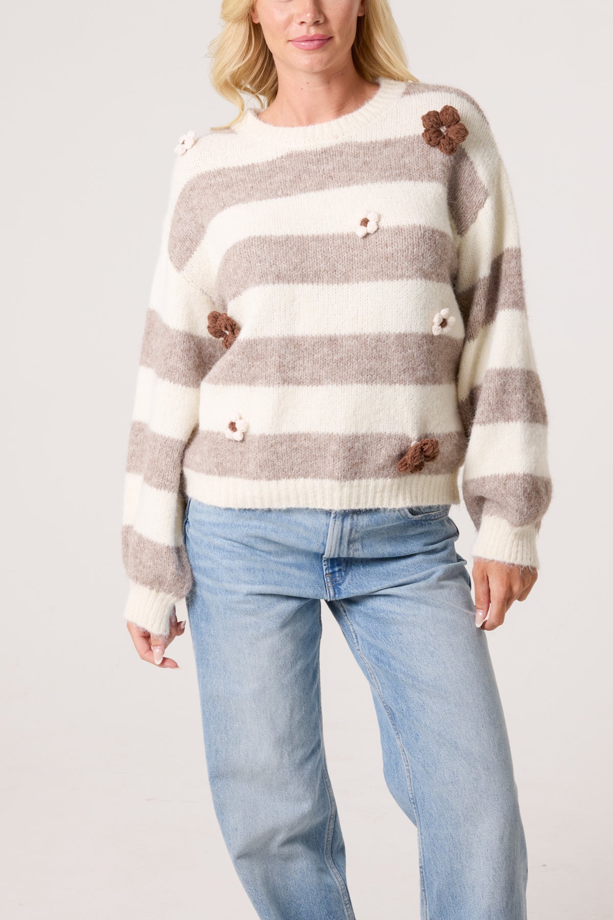 Flocking Flower Striped Wool Jumper