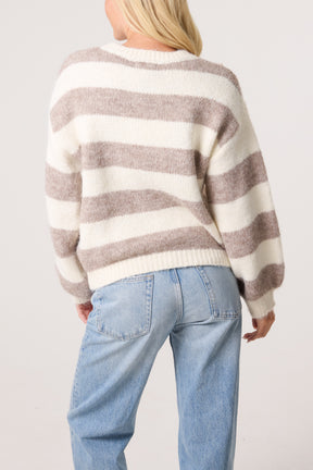 Flocking Flower Striped Wool Jumper