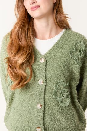 Flower Soft Knitted V-Neck Cardigan