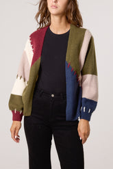 Stitch Colour Block Knit Cardigan