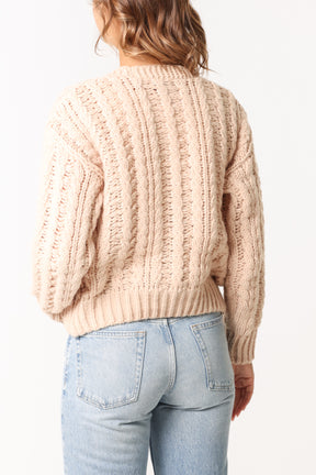 Sequin Heart Cable Knit Cardigan