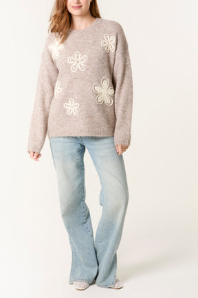 Embroidery Flowers Knit Jumper