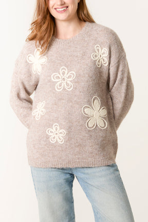 Embroidery Flowers Knit Jumper